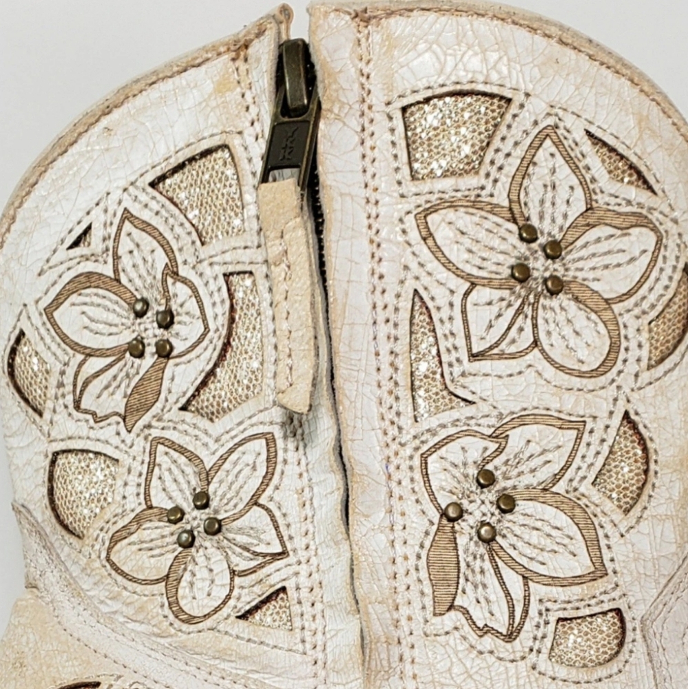 Shyanne Cowboy Boots, Cowgirl Western Wedding Cream Leather Boots, 6.5 *NEW* - Picture 9 of 12